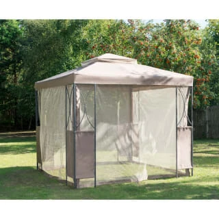 B&M Luxury Steel Framed Gazebo 2.5m - Taupe 4 B&M Luxury Steel Framed Gazebo 2.5m - Taupe - Image 2