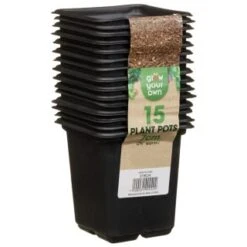B&M Black Plant Pots 15pk 7 B&M Black Plant Pots 15pk -Garden Furniture 319024 grow your own 15 plant pots 7cm1