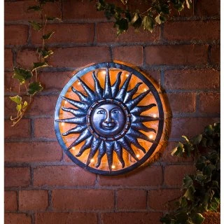 Solar Powered Metal Sun Wall Art 3 Solar Powered Metal Sun Wall Art