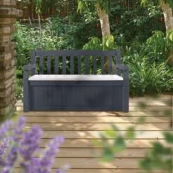 B&M Keter Eden 2-in-1 Bench Storage Set -Garden Furniture 320978 keter eden 2in1 bench storage set 2