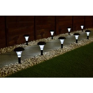 Solar Powered Black Post Lights - White 8pk 3 Solar Powered Black Post Lights - White 8pk