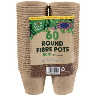 B&M Round Fibre Pots 60pk 3 B&M Round Fibre Pots 60pk