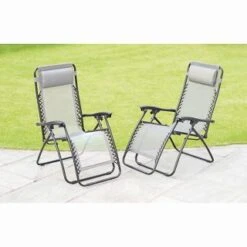 Garden Furniture 13 B&M Dakota Zero Gravity Relaxers - Grey 2pk