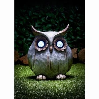B&M Stone Effect Owl With Crystal Light Eyes 2 B&M Stone Effect Owl With Crystal Light Eyes