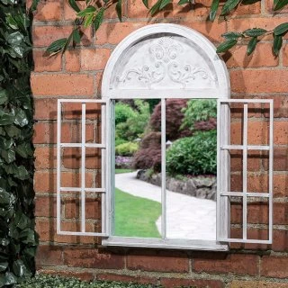 B&M Shutter Door Arched Garden Mirror 4 B&M Shutter Door Arched Garden Mirror - Image 2