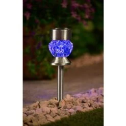 Crystal Top Glass Solar Post Light 4pk 9 Crystal Top Glass Solar Post Light 4pk -Garden Furniture 341965 4pk crystal top post light blue solar1