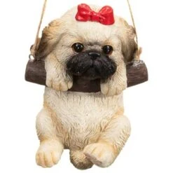 B&M Swinging Dog Garden Ornament - Shih Tzu 5 B&M Swinging Dog Garden Ornament - Shih Tzu -Garden Furniture 342057 swinging dogs bow 2