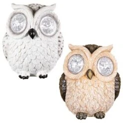 B&M Solar Resin Owl With Crystal Eyes - Brown 9 B&M Solar Resin Owl With Crystal Eyes - Brown -Garden Furniture 342059 crystal eyes owl group