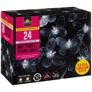 B&M 24 Solar LED Butterfly String Lights - White 4 B&M 24 Solar LED Butterfly String Lights - White - Image 2