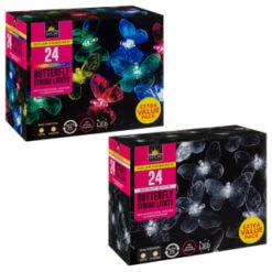 B&M 24 Solar LED Butterfly String Lights - White 8 B&M 24 Solar LED Butterfly String Lights - White -Garden Furniture 353457 24 string lights butterfly group