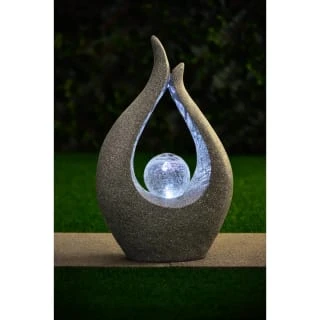 Garden Sculpture With Solar Crackle Ball 3 Garden Sculpture With Solar Crackle Ball