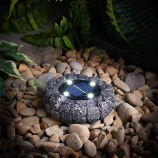 Stone Effect Ground Solar Light - Dark Grey 3 Stone Effect Ground Solar Light - Dark Grey