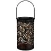 Tropical Cutout Solar Lantern - Black 1 Tropical Cutout Solar Lantern - Black -Garden Furniture 353884 black tropical cut out lantern