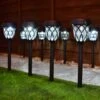 Solar Powered Windsor Black Post Lights - White 8pk -Garden Furniture 366418 8pk windsor post lights white led