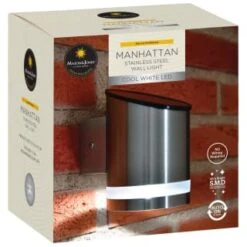 Manhattan Solar Powered Wall Light 7 Manhattan Solar Powered Wall Light -Garden Furniture 366488 masoon and jones manhattan solar powered stainless steel wall light cool white led