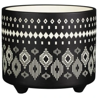 B&M Urban Eden Embossed Footed Planters 3pk - Black 4 B&M Urban Eden Embossed Footed Planters 3pk - Black - Image 2