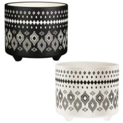 B&M Urban Eden Embossed Footed Planters 3pk - Black 11 B&M Urban Eden Embossed Footed Planters 3pk - Black -Garden Furniture 366531 3pk urban eden plant pot on tripod stand group