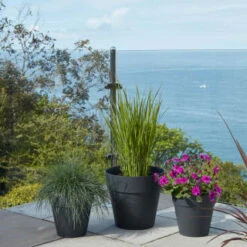 B&M Soho Pot Planter - Charcoal 38cm -Garden Furniture 378389 385058 381595 soho planter charcoal 38cm 28cm 17cm 2 1