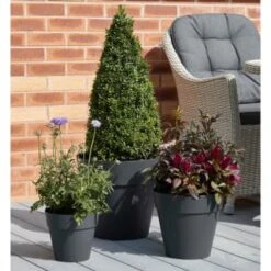 B&M Soho Pot Planter - Charcoal 38cm -Garden Furniture 378389 385058 381595 soho planter charcoal 38cm 28cm 17cm 4 1