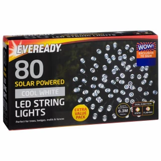 Eveready Solar Powered LED String Lights 80pk - Cool White 4 Eveready Solar Powered LED String Lights 80pk - Cool White - Image 2