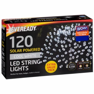 Eveready Solar Powered LED String Lights 120pk - Cool White 4 Eveready Solar Powered LED String Lights 120pk - Cool White - Image 2