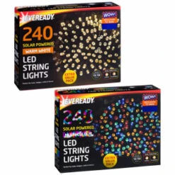 Eveready Solar Powered LED String Lights 240pk - Warm White -Garden Furniture 379220 379223 240pk eveready led string lights main 1