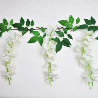 Solar Powered 180cm Artificial Leaf Garland With Wisteria Flowers - Warm White 4 Solar Powered 180cm Artificial Leaf Garland With Wisteria Flowers - Warm White - Image 2
