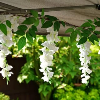 Solar Powered 180cm Artificial Leaf Garland With Wisteria Flowers - Warm White 6 Solar Powered 180cm Artificial Leaf Garland With Wisteria Flowers - Warm White - Image 4