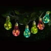 Solar Powered 12 Coloured Light Bulb String LED Lights - Warm White -Garden Furniture 379261 12pk mason and jones string lights coloured light buld warm white