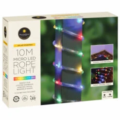 Solar Powered 10m Micro LED Rope Light - Multicolour -Garden Furniture 379269 mason and jones 10m micro led rope lights multicolour 4