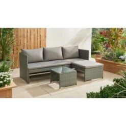 Sorrento Reversible Rattan Effect Corner Sofa Set 2pc -Garden Furniture 379294 379446 sorrento reversible rattan corner set 3