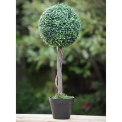 Solar Powered Topiary Tree - White LED 70cm -Garden Furniture 379348 70cm solar powered topiary tree 30 cool white leds 3