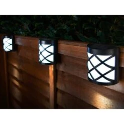 Solar Powered Kensington Wall Lights - Black 4pk 6 Solar Powered Kensington Wall Lights - Black 4pk -Garden Furniture 379452 4pk solar powered kensington black fence wall lights cool white leds 2