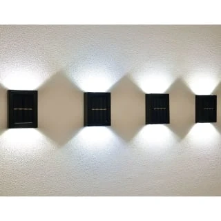Solar Powered Up/Down Wall Light - White LED 4pk 3 Solar Powered Up/Down Wall Light - White LED 4pk