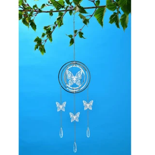 B&M 3D Metal Wind Spinner With Hanging Crystals - Butterfly 3 B&M 3D Metal Wind Spinner With Hanging Crystals - Butterfly