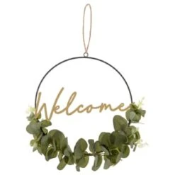 B&M Botanical Garden Hanging Hoop With Slogan 10 B&M Botanical Garden Hanging Hoop With Slogan -Garden Furniture 379615 botanical garden metal hoop with gold wording and leaves welcome