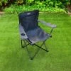 Folding Camping Chair With Cup Holder - Black -Garden Furniture 379743 rolson folding armchair with cup holder black