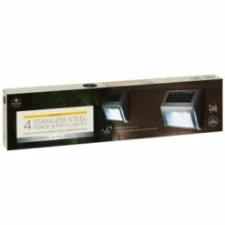 Solar Powered Stainless Steel Fence Lights 4pk -Garden Furniture 382952 4pk mason and jones stainless steel fence and path lights 2
