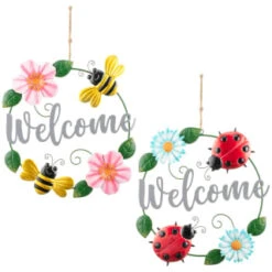 B&M Welcome Metal Wreath - Bee -Garden Furniture 392755 welcome wreath group