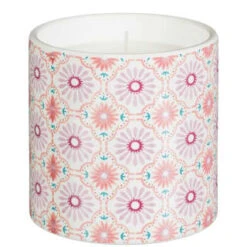 B&M Ceramic Candle With Wooden Lid - White -Garden Furniture 392775 large printed ceramic candle with wooden lid white 3