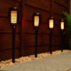 Morocco Solar Powered Flame Effect Post Lights 4pk 1 Morocco Solar Powered Flame Effect Post Lights 4pk -Garden Furniture 392878 4 pack morocco solar powered flame effect post lights 2