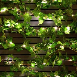 Solar Powered Artificial Ivy Garland 5m 9 Solar Powered Artificial Ivy Garland 5m -Garden Furniture 392926 5m ivy garland with 60 warm white solar leds 21