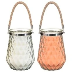 B&M Large Faceted Glass Candle With Rope Handle - Cream 9 B&M Large Faceted Glass Candle With Rope Handle - Cream -Garden Furniture 392940 superbloom large faceted glass candle with rope handle group 2