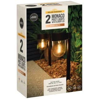 Monaco Solar Powered Post Lights 2pk 6 Monaco Solar Powered Post Lights 2pk - Image 4