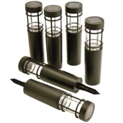 Cambridge Solar Powered Tube Post Lights 6pk -Garden Furniture 392998 6pk cambridge solar powered tube post lights 2