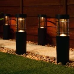 Cambridge Solar Powered Tube Post Lights 6pk -Garden Furniture 392998 cambridge solar powered tube post lights 6pk 2