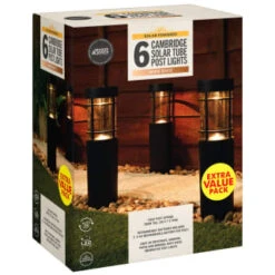 Cambridge Solar Powered Tube Post Lights 6pk -Garden Furniture 392998 cambridge solar powered tube post lights 6pk 3