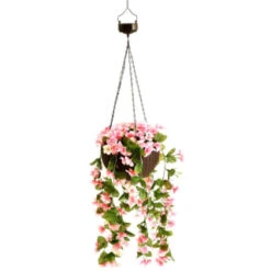 Solar Powered Artificial Floral Hanging Basket -Garden Furniture 393030 solar powered artificial floral hanging basket 3