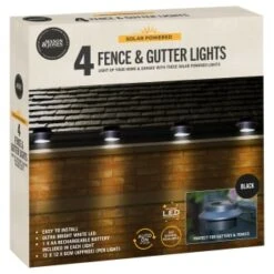 Solar Powered Fence & Gutter Lights - Black 4pk 7 Solar Powered Fence & Gutter Lights - Black 4pk -Garden Furniture 393085 4pk solar powered fence and gutter lights black 3