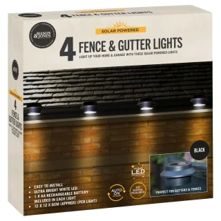 Solar Powered Fence & Gutter Lights - Black 4pk 5 Solar Powered Fence & Gutter Lights - Black 4pk - Image 3